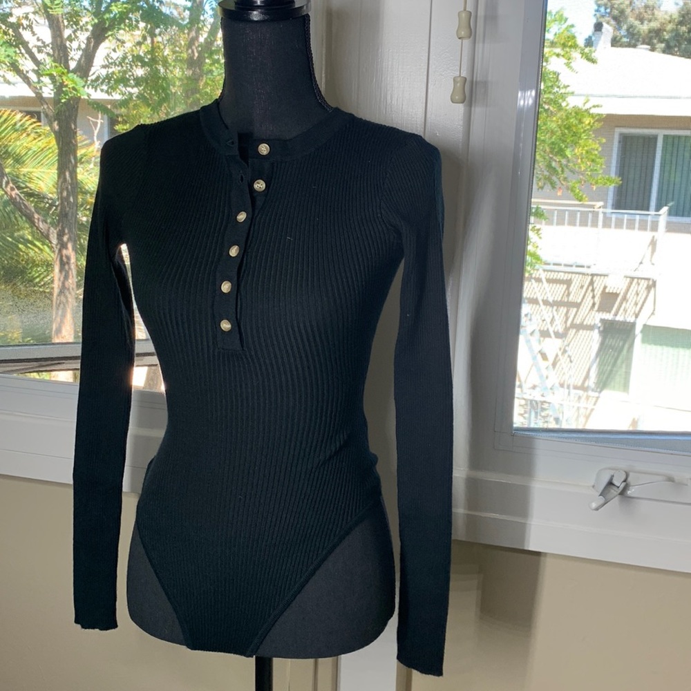 Henley ribbed bodysuit